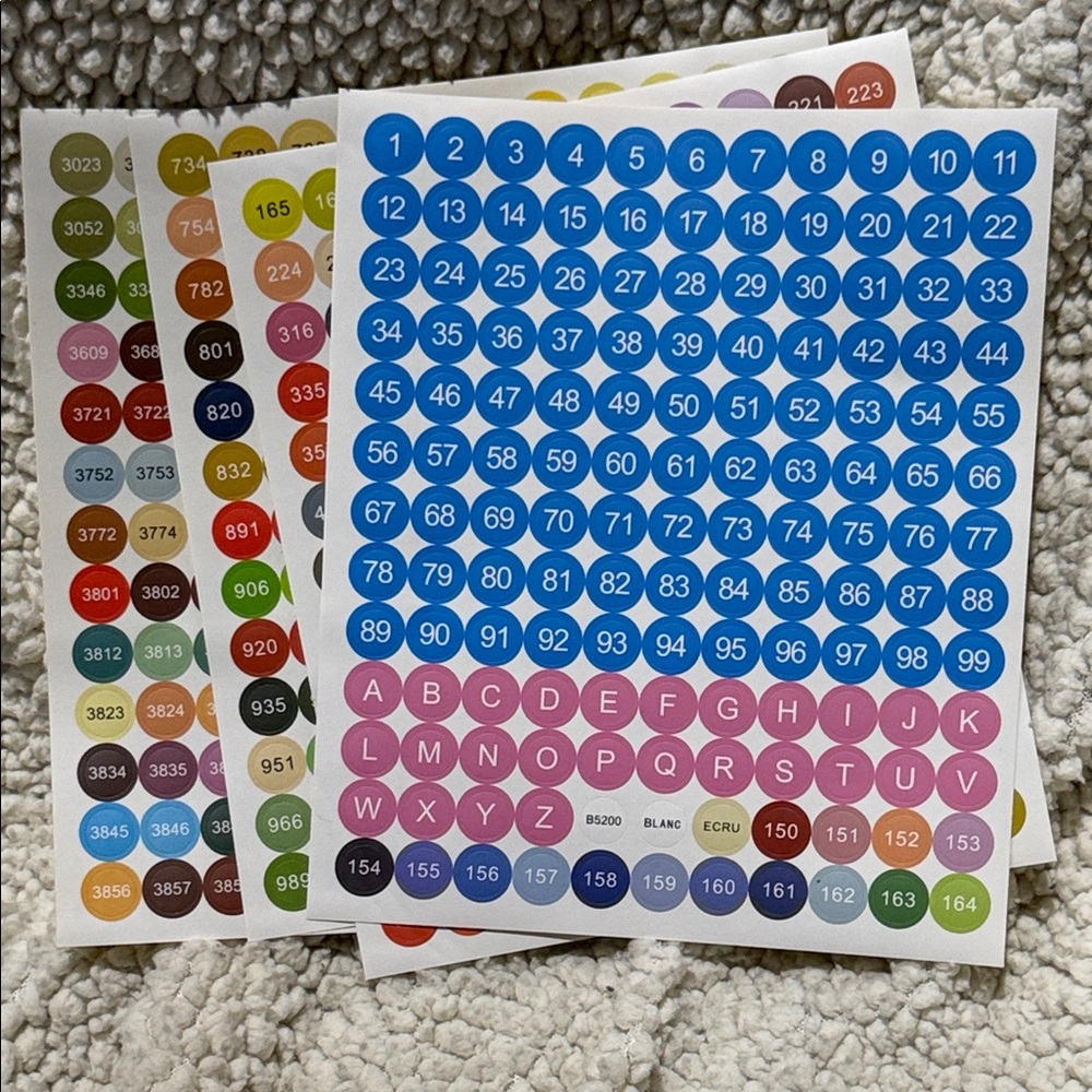 Number and Alphabet Sticker Sheets - Blue & Pink Dot Labels